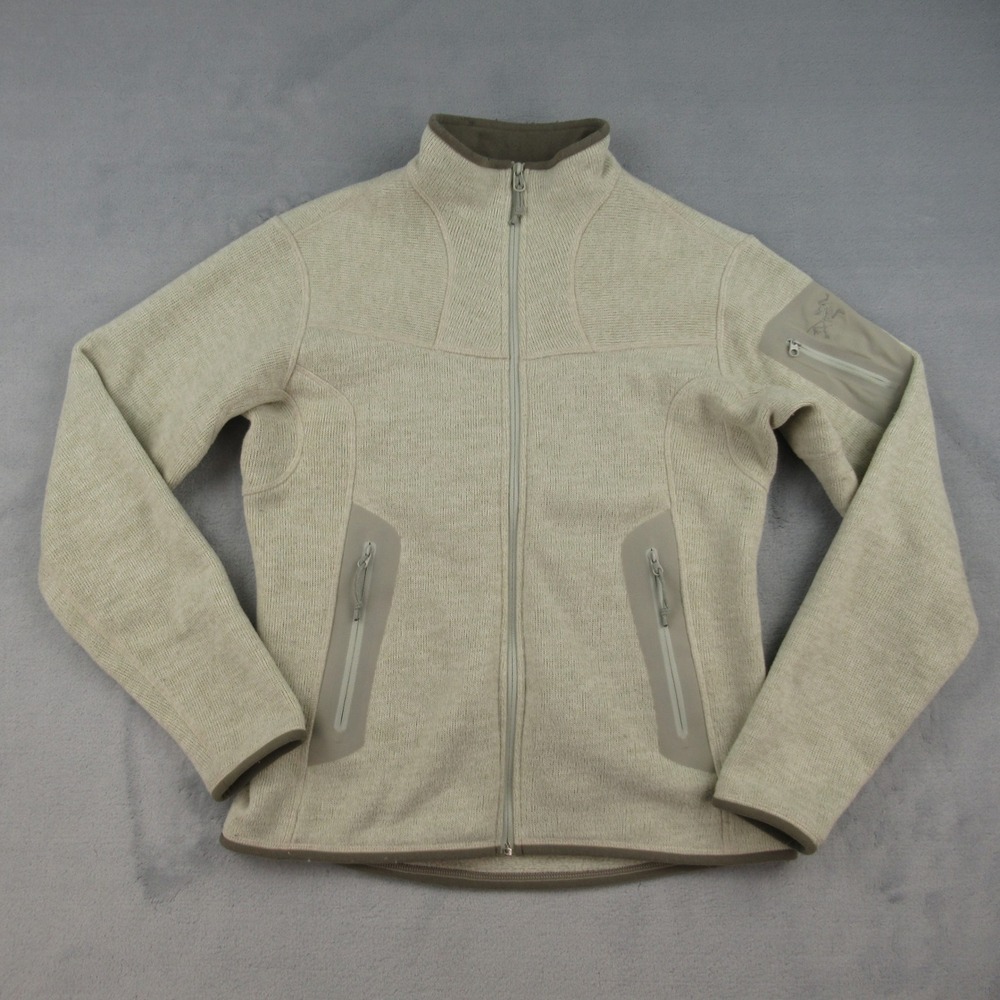 Arc'teryx Covert Cardigan Women Medium Tan Polartec Fleece Full Zip Jacket